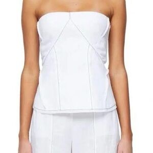 Bec + Bridge Cassie Linen Strapless Bustier Top White Size 12